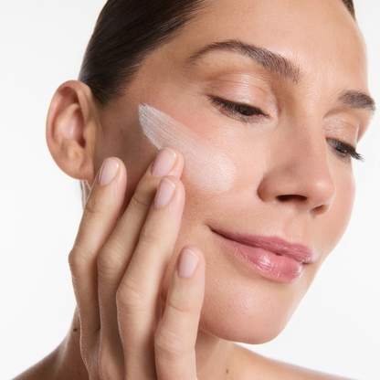 Blending foundation across the cheek
